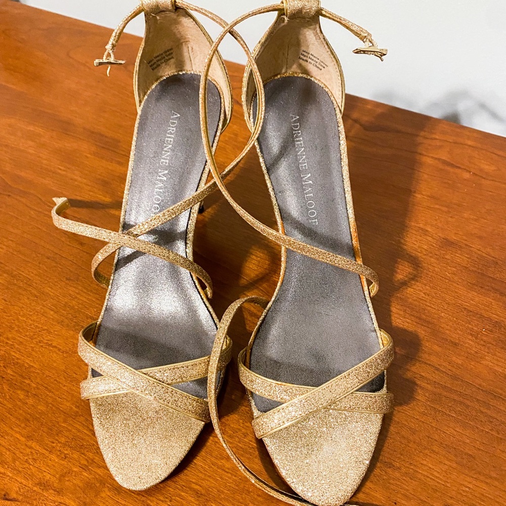 Adrienne Maloof Gold Glitter Heels